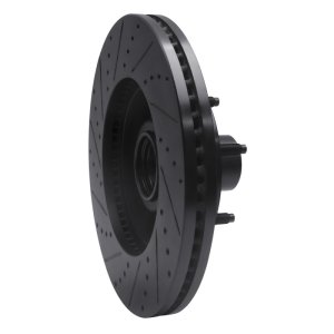 Ford E-150 Brake Rotor (1) - Front Right - R1 Concepts - Drilled & Slotted - Black - `04-`06